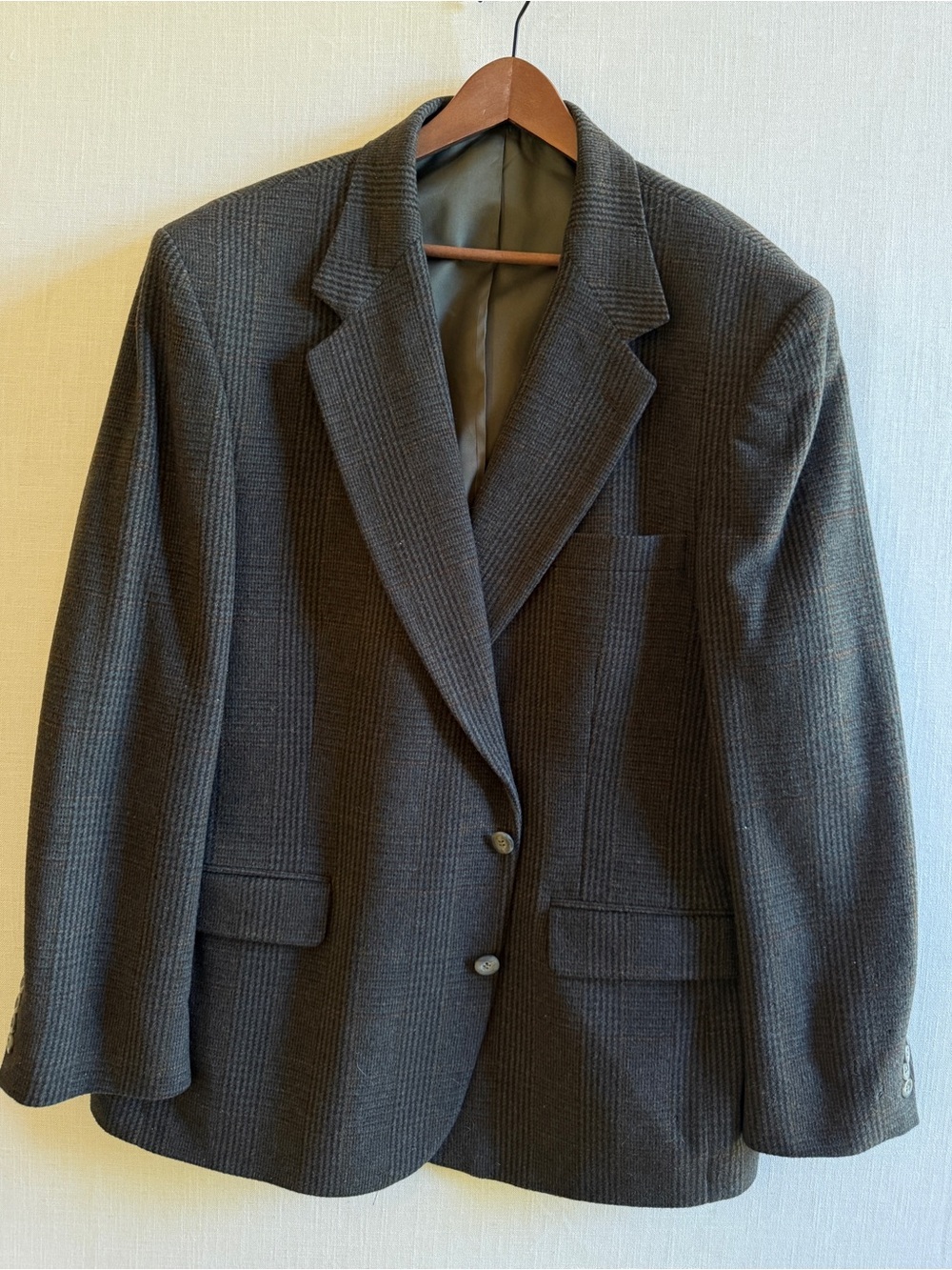 Deansgate Olive Green Tweed Plaid Blazer 48R⁠